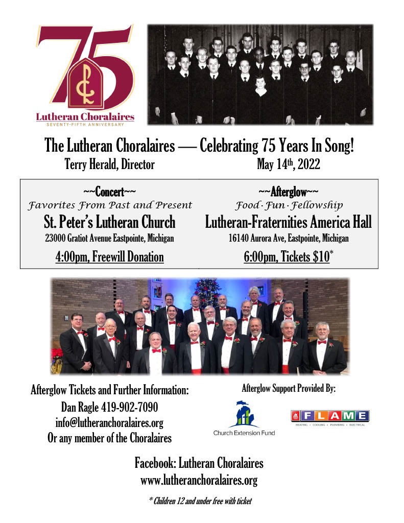 Lutheran Choralaires 75th Anniversary Flyer