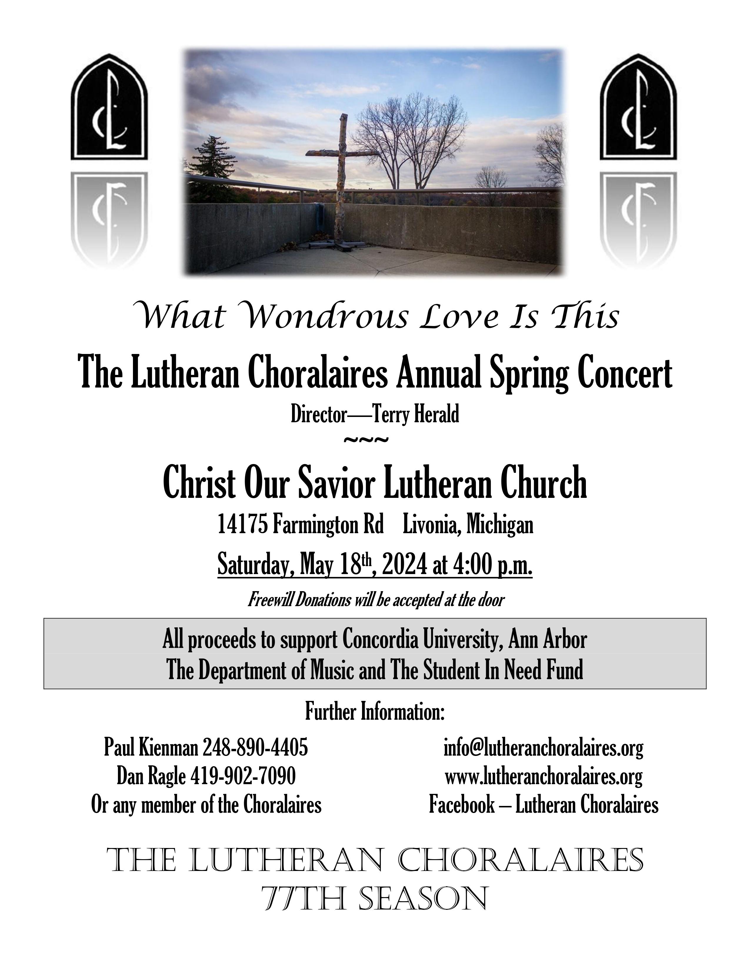 Lutheran Choralaires Spring 2024 Flyer