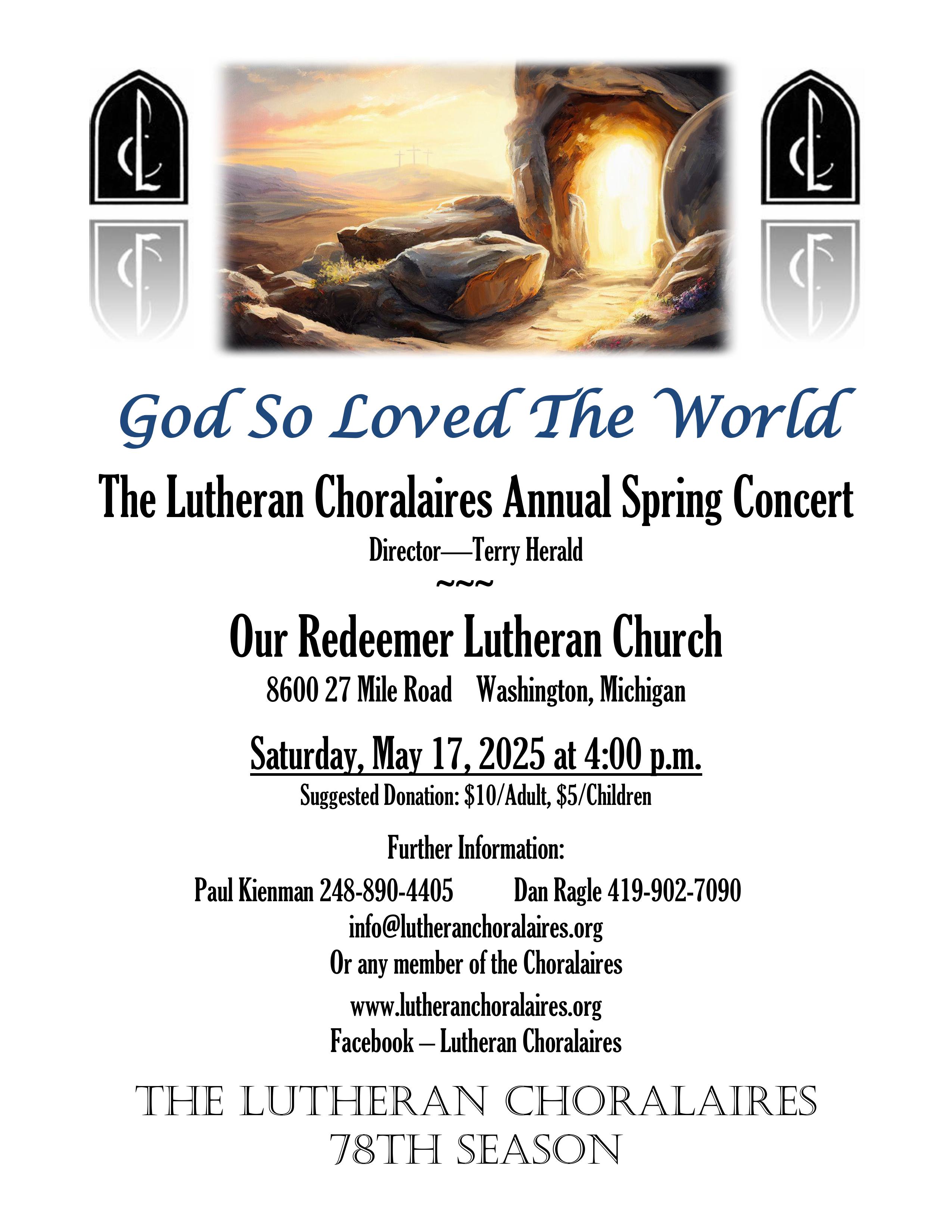 Lutheran Choralaires Spring 2025 Flyer