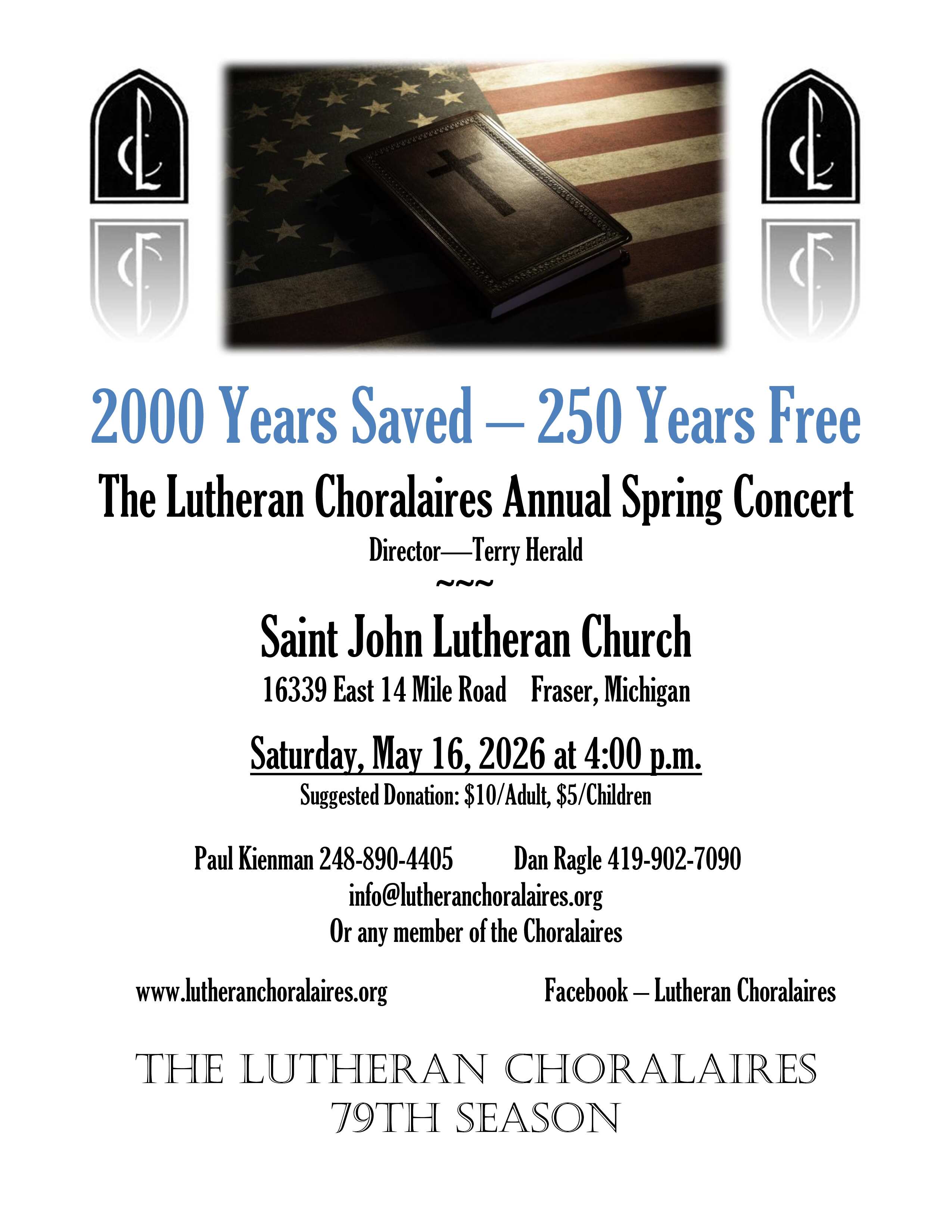 Lutheran Choralaires Spring 2026 Flyer