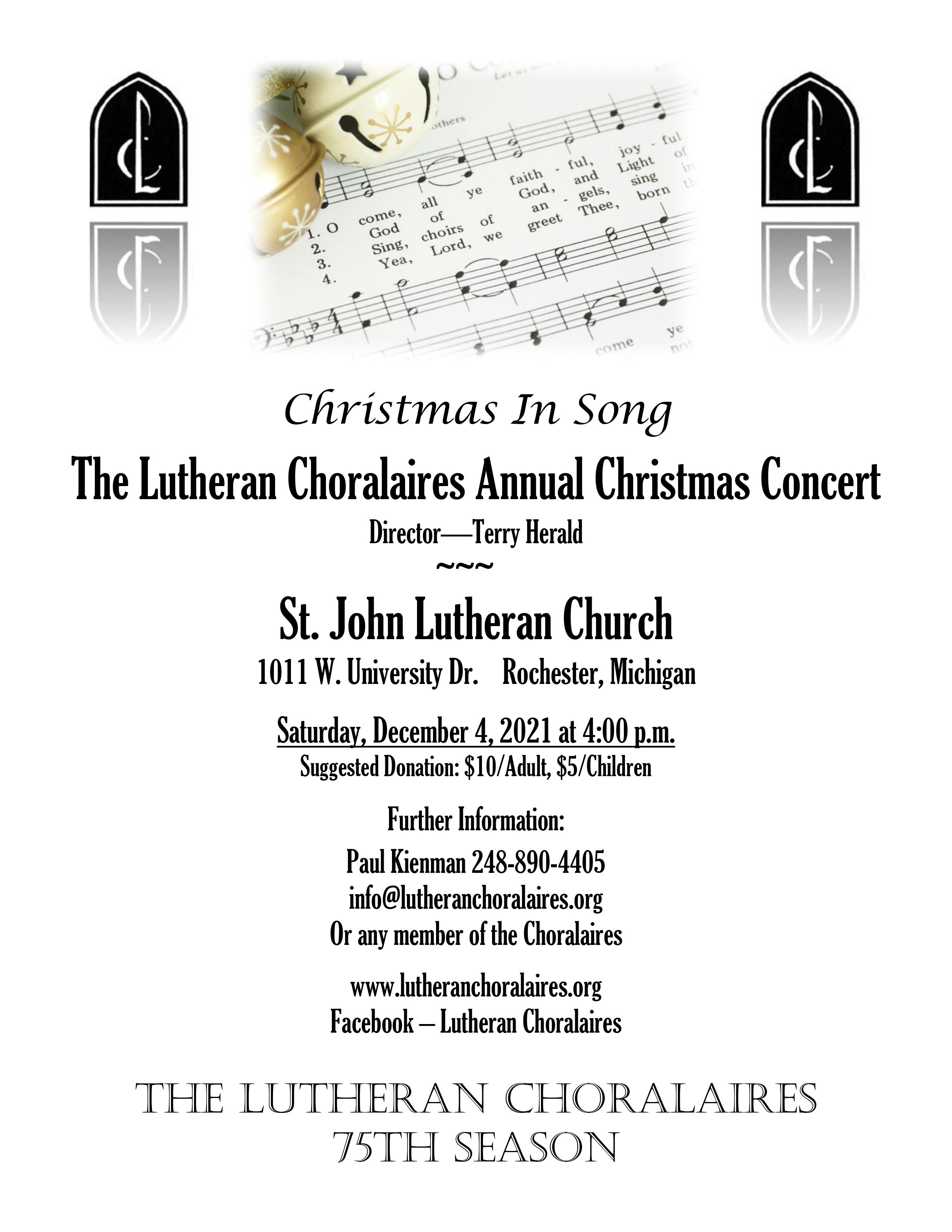 Lutheran Choralaires Christmas 2021 Flyer