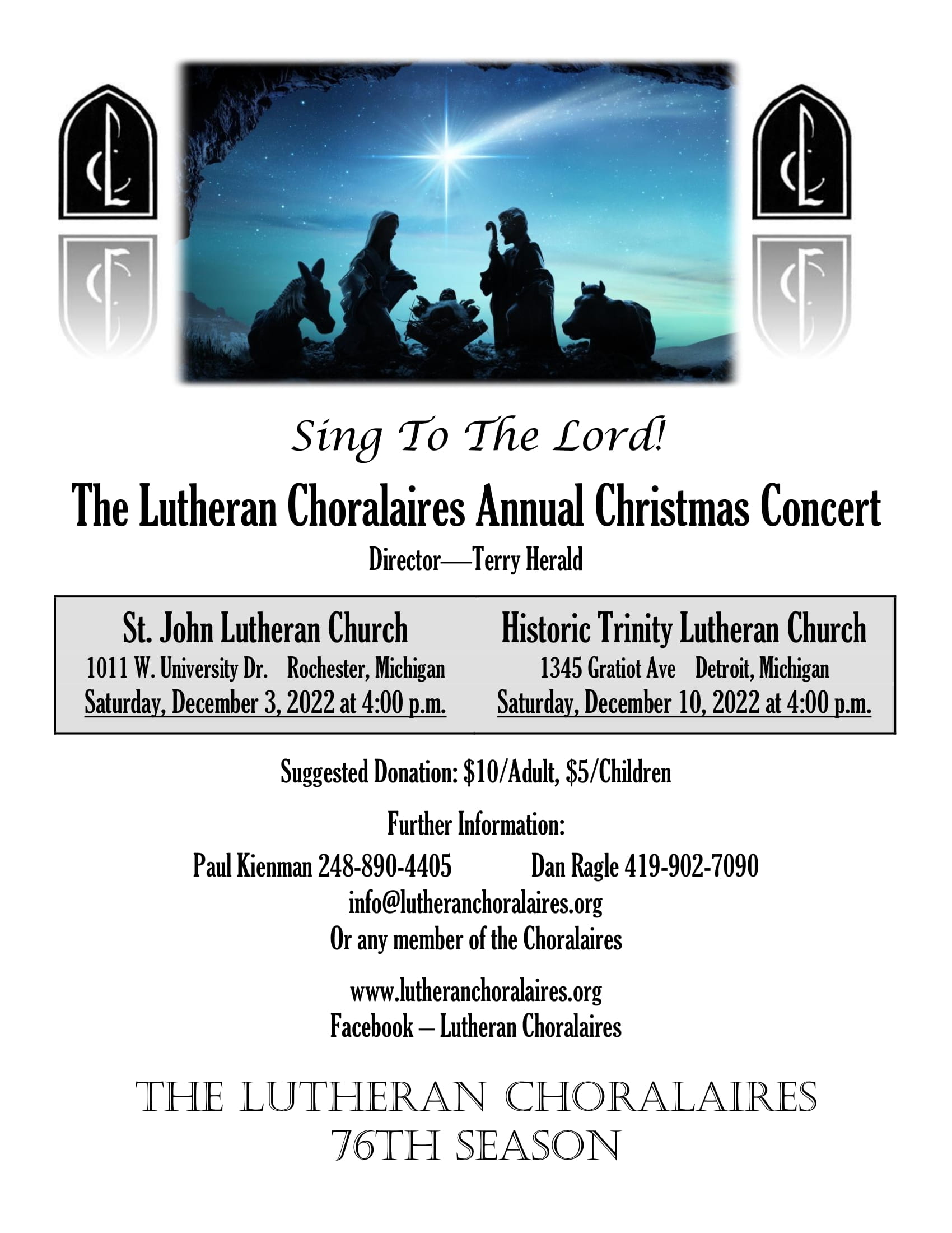 Lutheran Choralaires Christmas 2022 Flyer